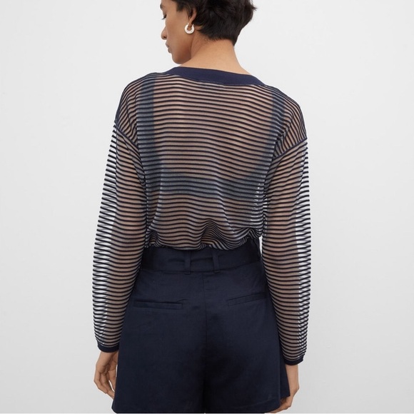 Club Monaco sheer stripped sweater XS in navy - Picture 3 of 6